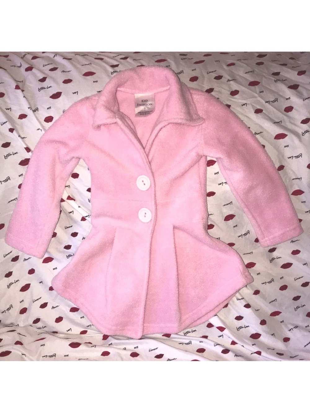 Kid Fashion size 2 soft Pink Fleece Peacoat Jacket for Kids